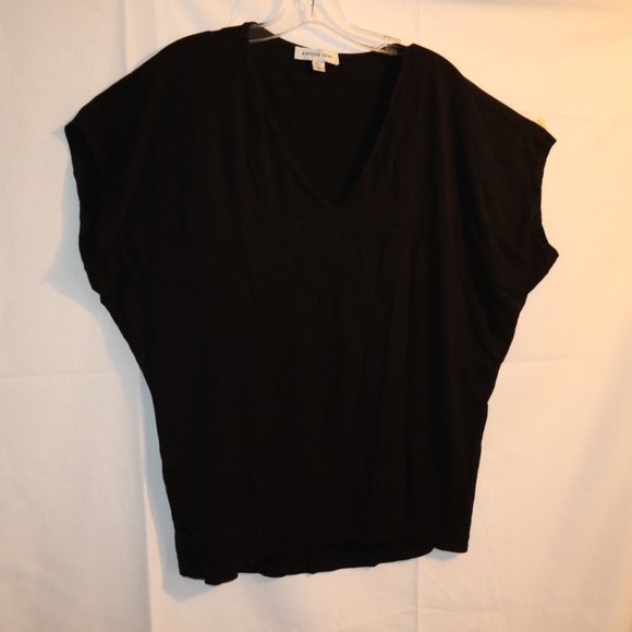 Amour Vert Black Slouchy Top Short Sleeves Top Size One Size - Picture 2 of 8